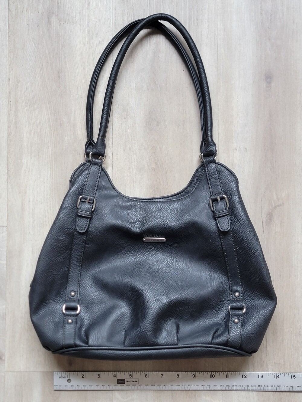 St. John’s Bay Black Faux Leather Shoulder Bag Purse